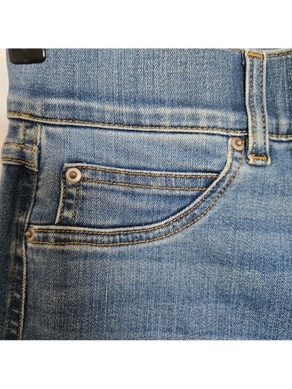 SPANX JEANS WOMENS MEDIUM WIDE LEG PULL-ON SEAMED FRONT HIGH RISE MED WASH BLUE - Picture 6 of 10